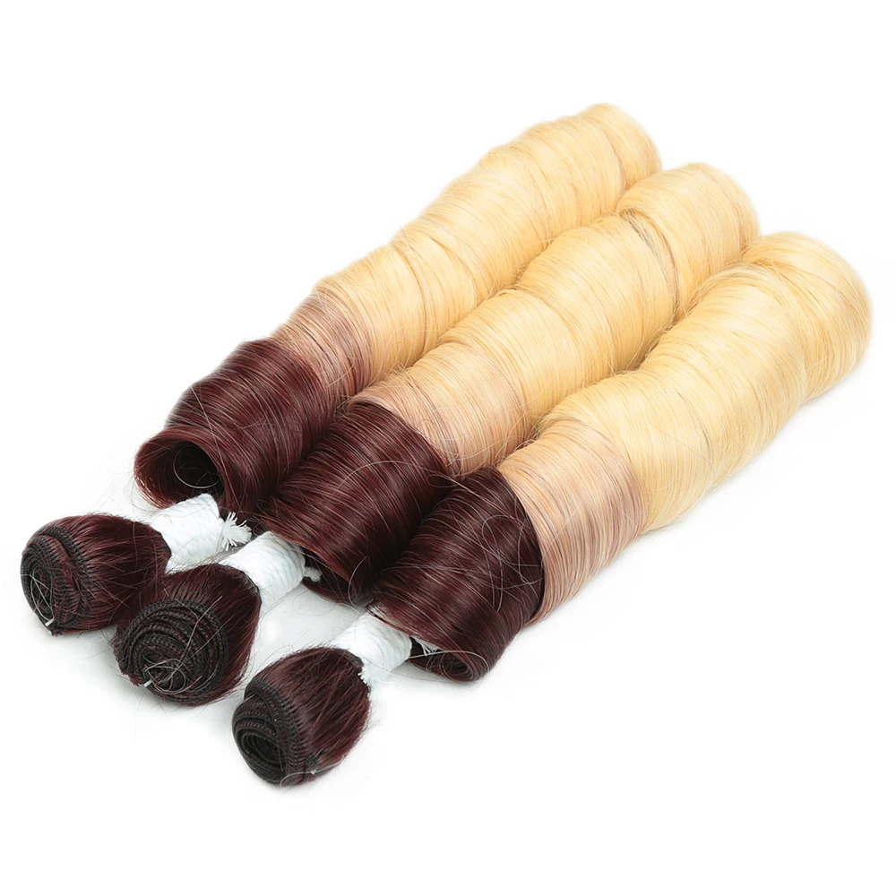 

3Pcs/Lot 18inch Loose Body Wave Hair Bundles Synthetic Hair Weaving Ombre Blonde High Temperature Fiber Hair Extension