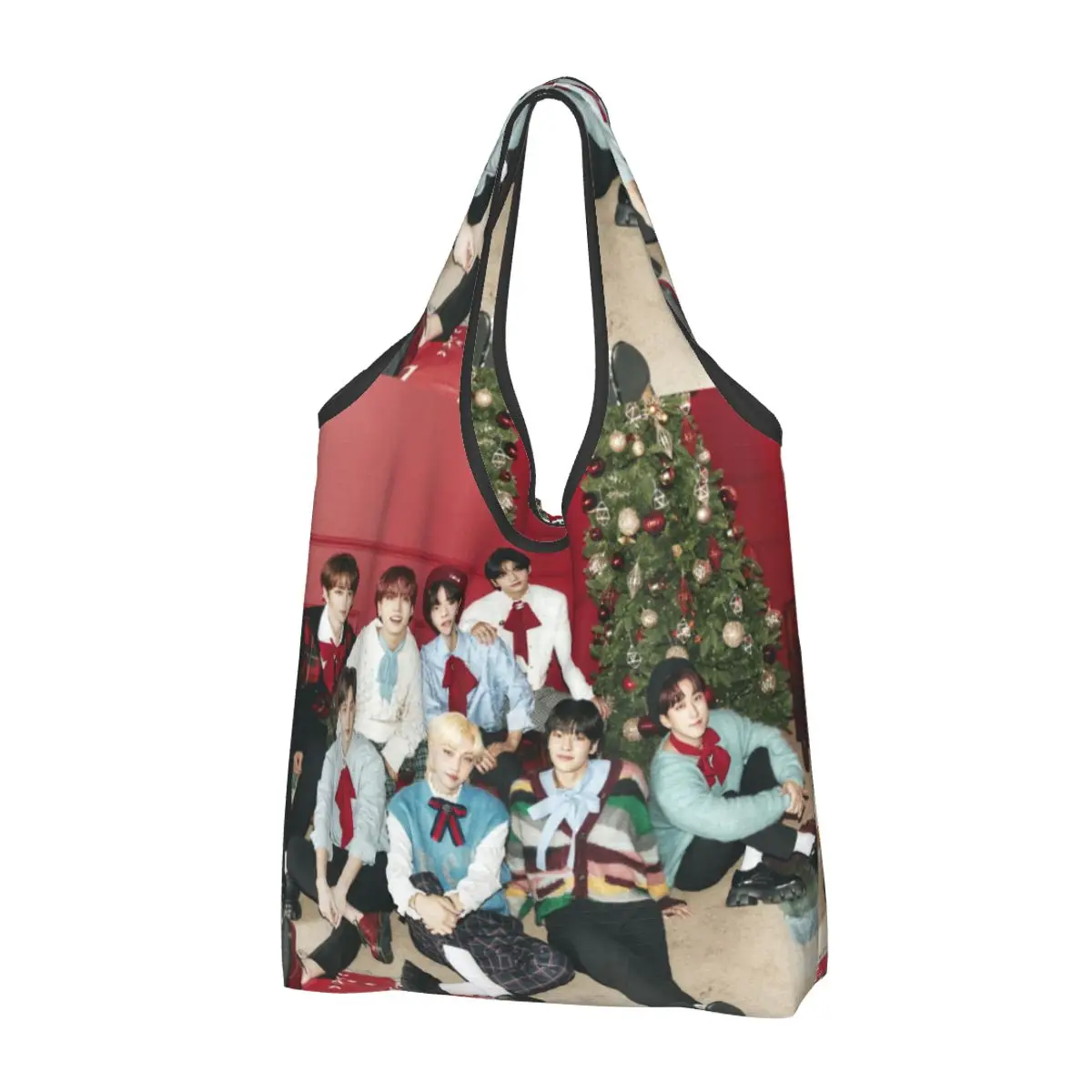 Kpop Star Singer Idol Shopping Bag Foldable Grocery Tote Bags Large Capacity Straykids Recycling Bags Washable Handbag