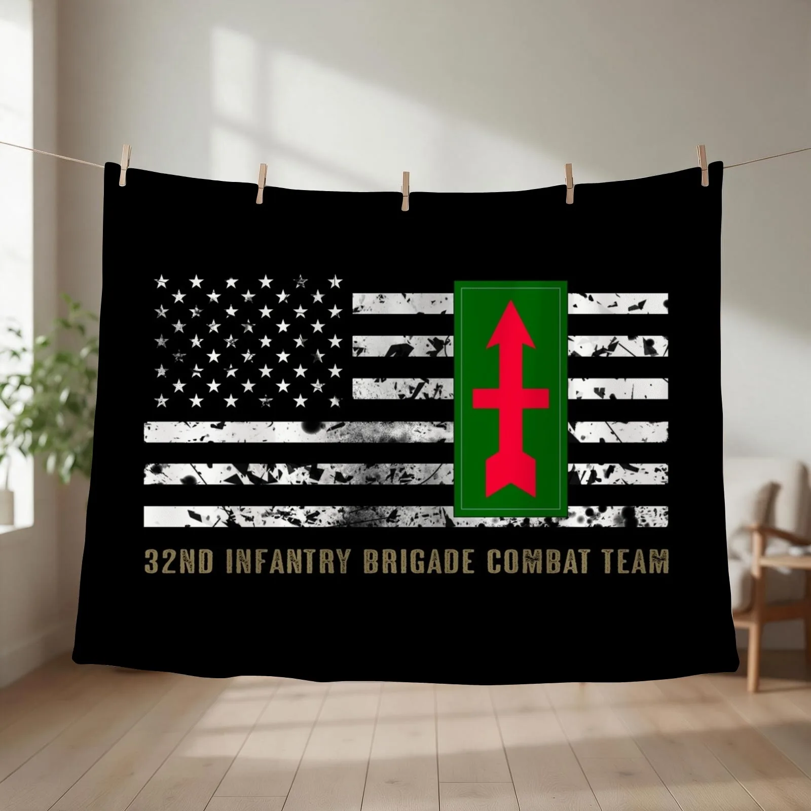 32nd Infantry Brigade Combat Team Throw Blanket couch cozy soft plush fuzzy picnic outdoor blanket