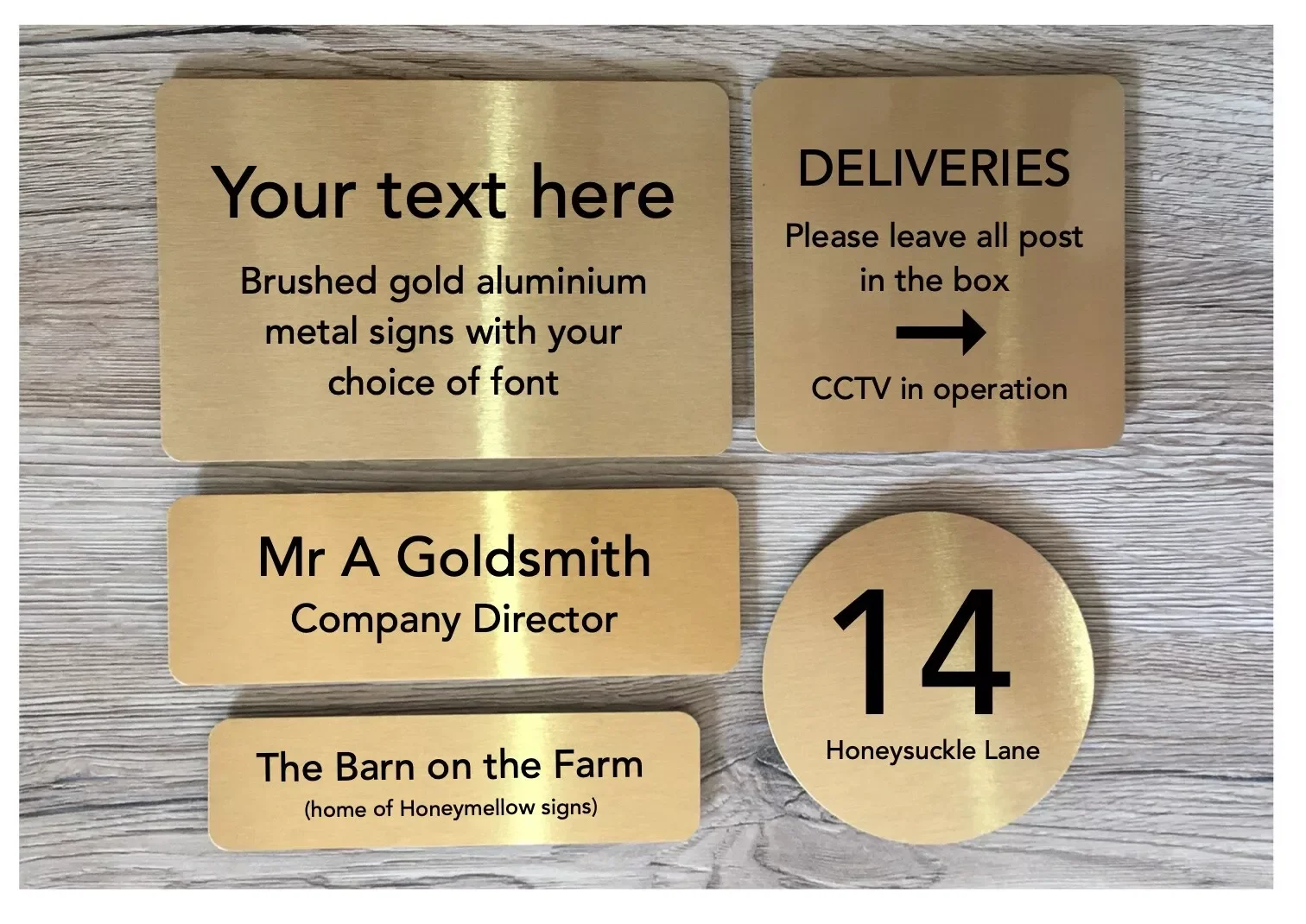 Customized Business Card Sign Brushed Silver/Brushes Gold/White Colors Door Number Office Plate