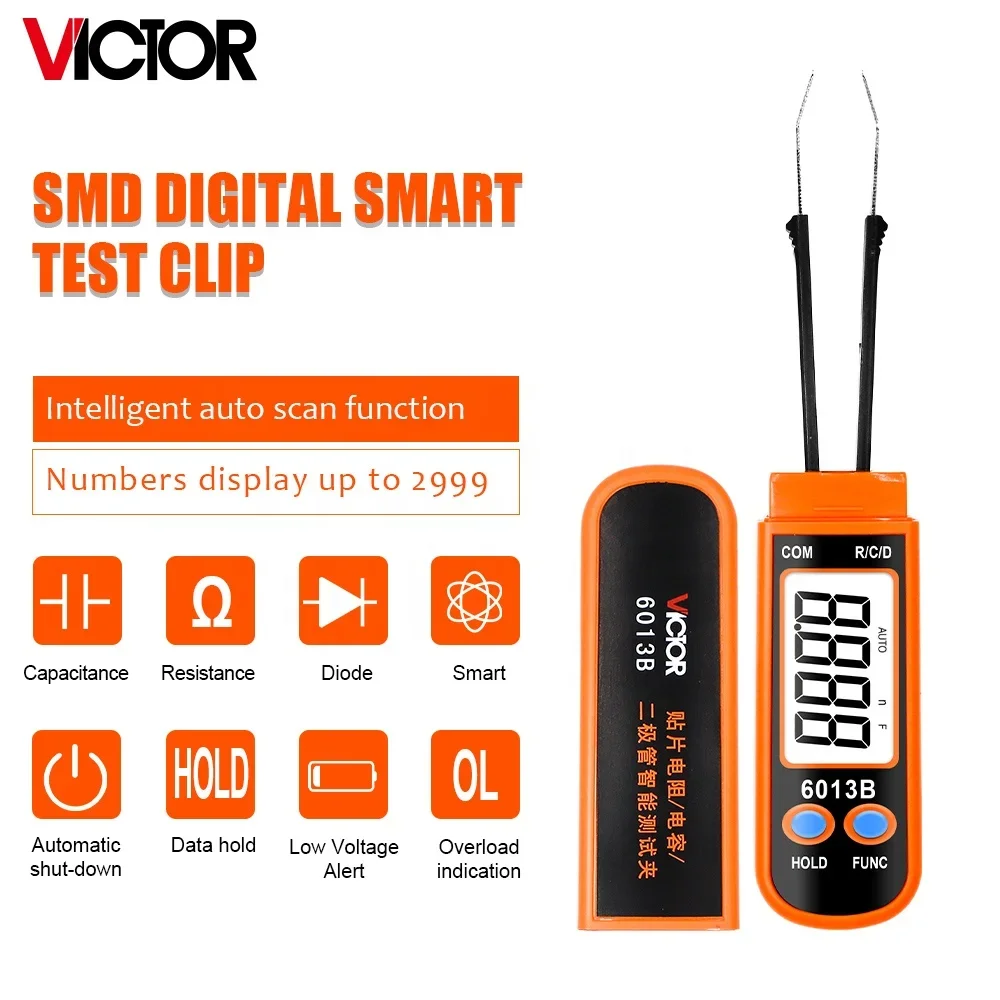 6013B  Capacitance Meter SMD Tester Meter Measure DC Voltage Resistance Capacitance for Electronic Components Detecting