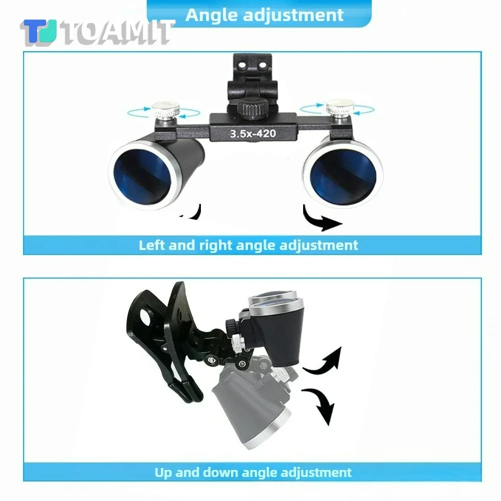 2.5X 3.5X Dental Loupes Magnification Ultra Lightweight Clip on Flip Up Surgical Glasses 420mm Distance Binocular Optical Loupe