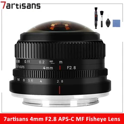 7artisans 4mm F2.8 225° Circular Fisheye Lens MF APS-C Prime Lens for Sony E/Fuji FX/Canon EOS-M/ M43 Mount Mirrorless Camera