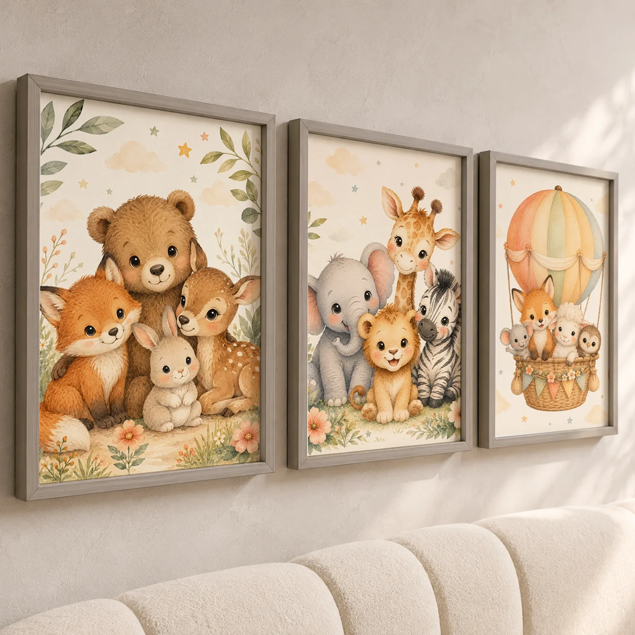 Jungle Animals Wall Art Safari Wildlife Canvas Painting Cute Cartoon Poster Print For Kids Room Nursery Wall Decor