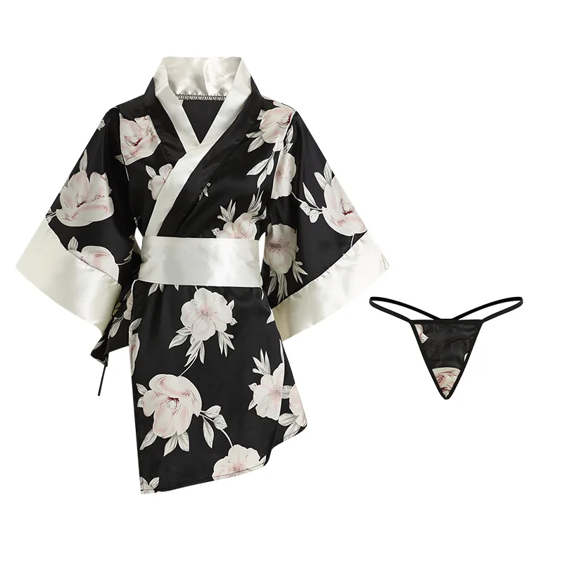 Pijama de Kimono Japonês para Mulheres, Roupa Interior Cosplay Erótica, Lingerie Sexy, Uniforme com Roupão, Cintura Arco, Conjunto Secreto,