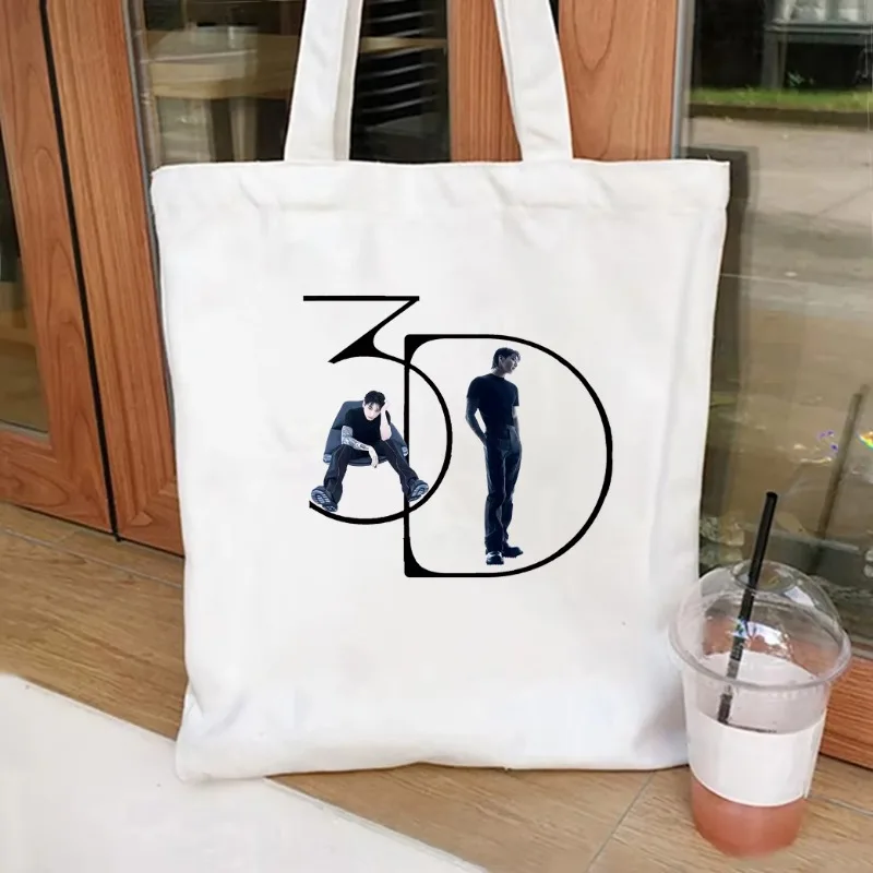 Jungkook 3D Women's Pop Music Tote Bag 3D Song Bag Jeon Y2K Harajuku Korean Fashion Canvas Bag Army Friends Gift Kpop Merch