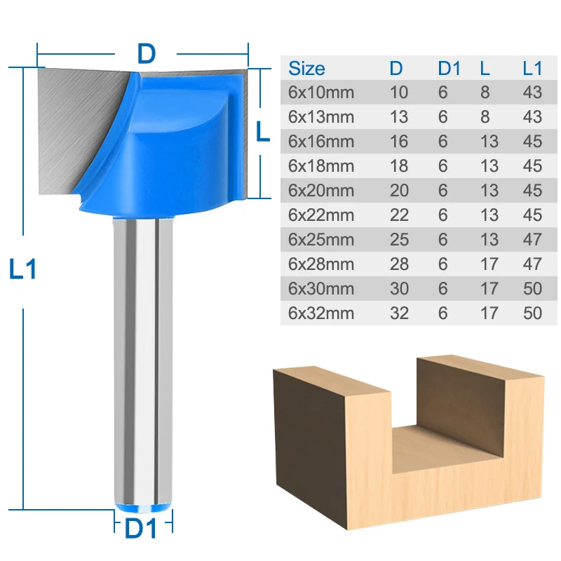 6/8mm Shank Botton Cleaning Router Bit 18/20/22/25/30/32mm T-Slot Wood Miling Cutter CNC End Mill Machinery Accessories