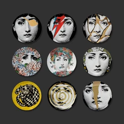 European Style Face Decoration Hanging Plate, Ceramic Art Dining Plate, Creative Italian Retro Room Wall Decoration Plate 8-inch