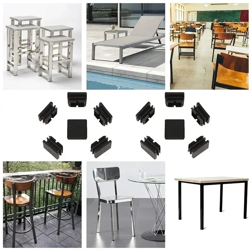 16PCS พลาสติกสีดํา Blanking End CAP เหล็กสแควร์ท่อแทรกปลั๊ก Bung ใส่สําหรับเก้าอี้ขาท่อ Tapon Tubo