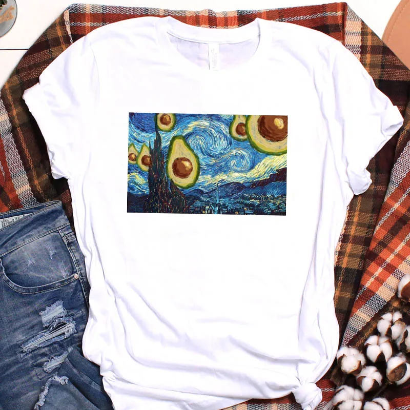 Women Avocado Cat Smile Sweet Print Fruit Cartoon Ladies Graphic Top Tshirt Pretty T Tee Nice Womens Shirt Clothing T-shirt