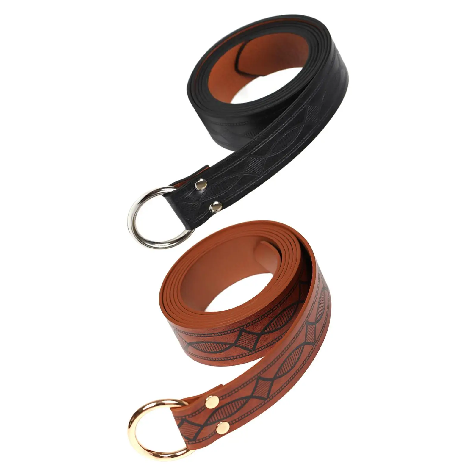 PU Leather Ring Belt Costume Wrap Around Unisex Medieval Knight Waist Belt