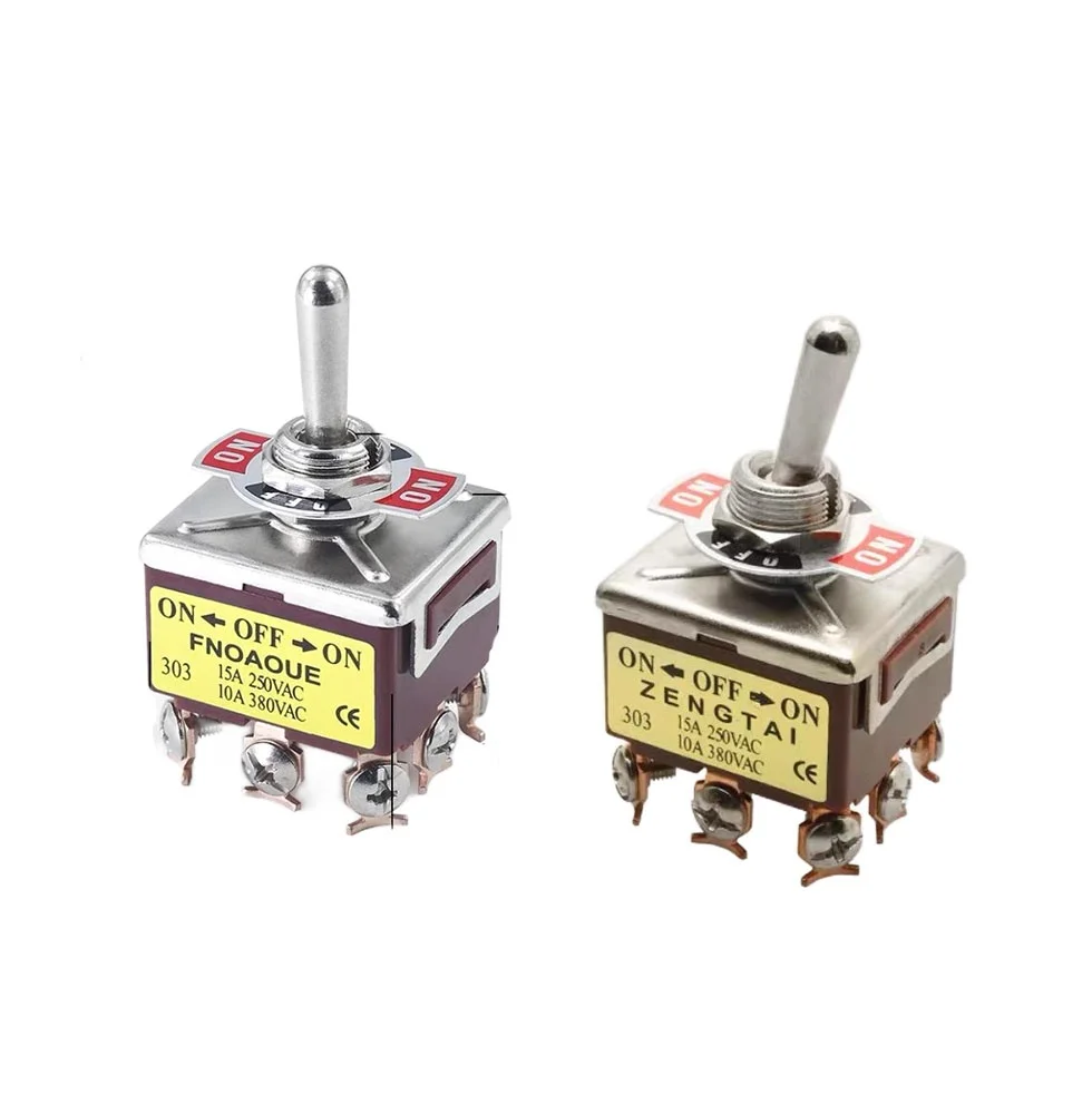 Button switch rocker arm self-locking ETEN-303/9-pin 3-speed M12 high current silver contact toggle swing arm switch
