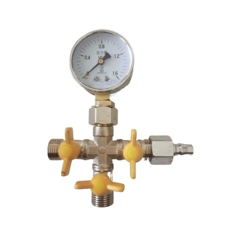 Multi-Port Pressure Test Manifold, DN15 4-Point Valve with Pressure Gauge for Water Pipeline Leak Detection