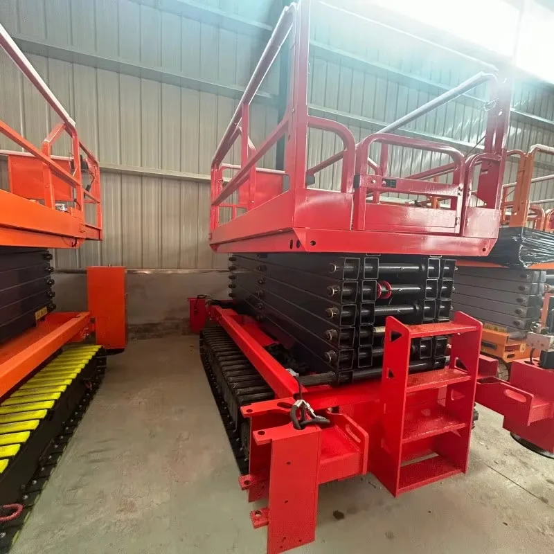 Customized 300-500kg 8-12m Height | Medium Outdoor Rough Terrain Scissor Lift With Cable Sling New For Manufacturing Plant