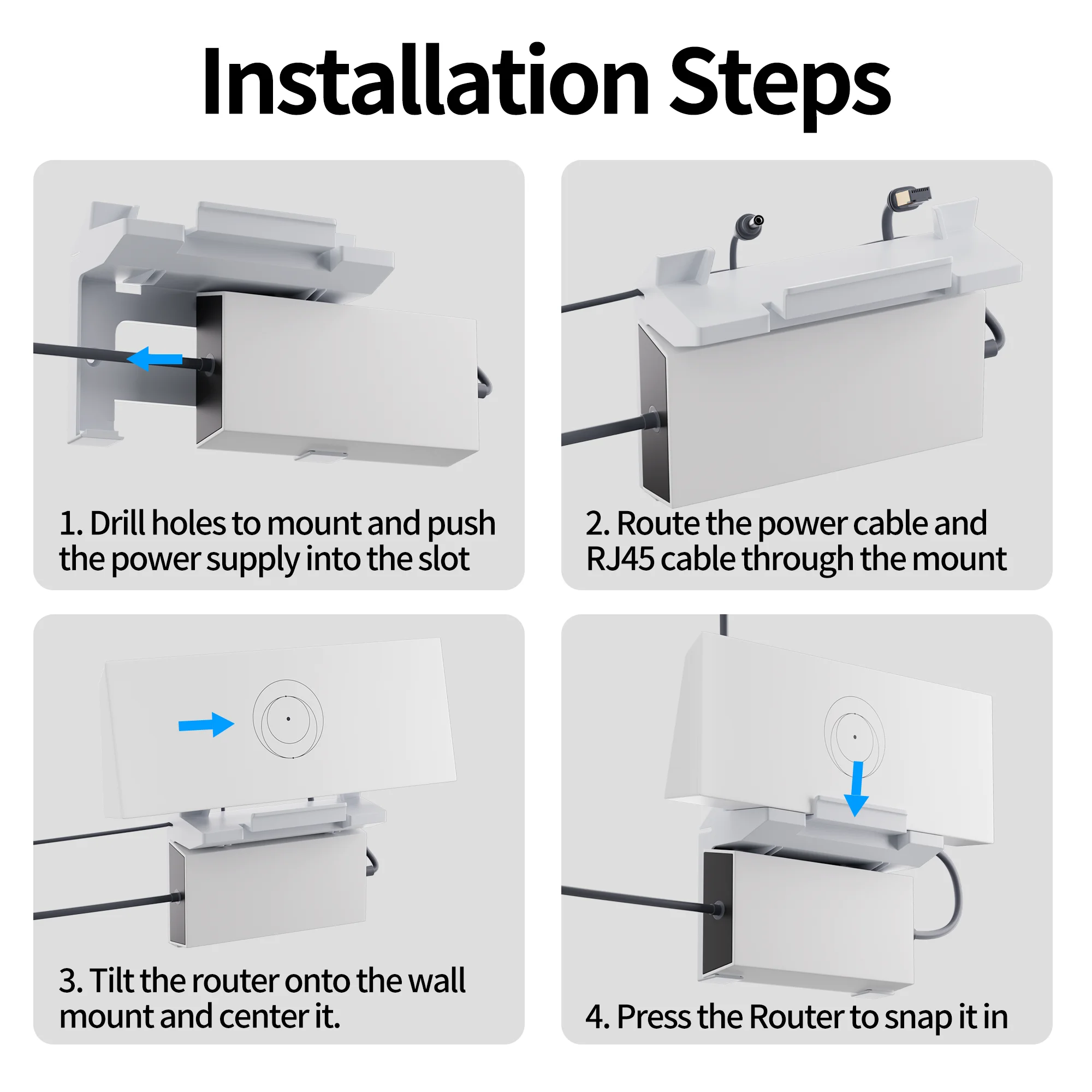 Starlink Gen 3 Router Mount 2 in 1 Wall Mount for Starlink Standard Router and Power Supply Mounting Bracket Kit for Starlink V3