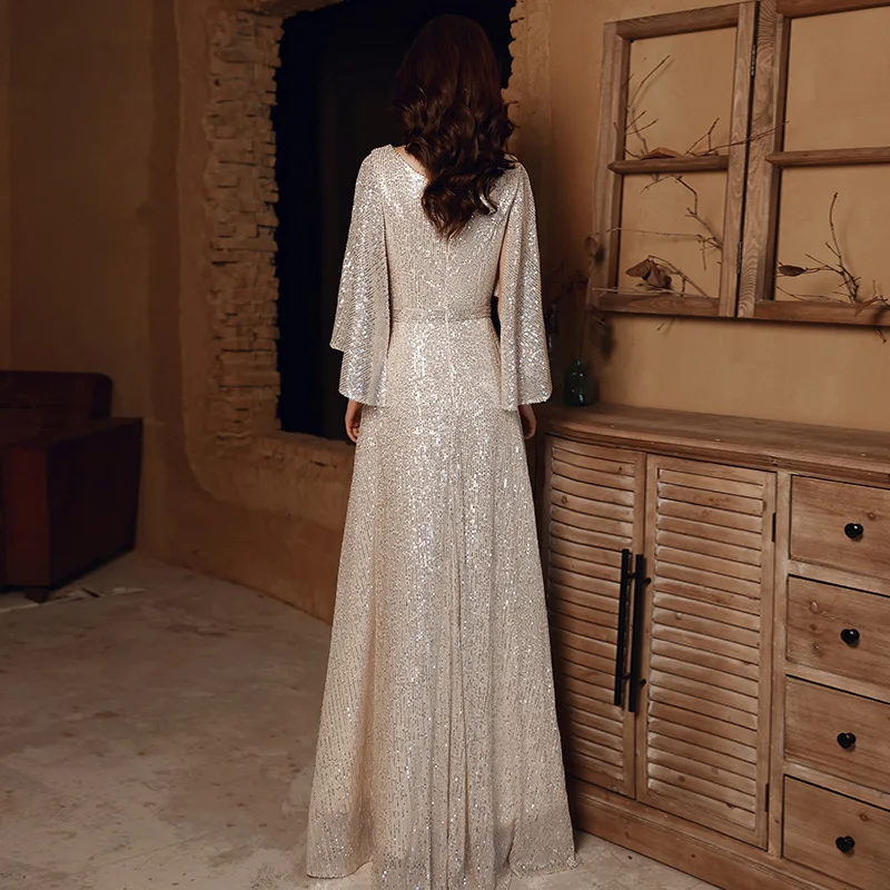 European and American Banquet Evening Dress New Spring and Summer Socialite Dress Long Style Host Annual Meeting Dinner Dress