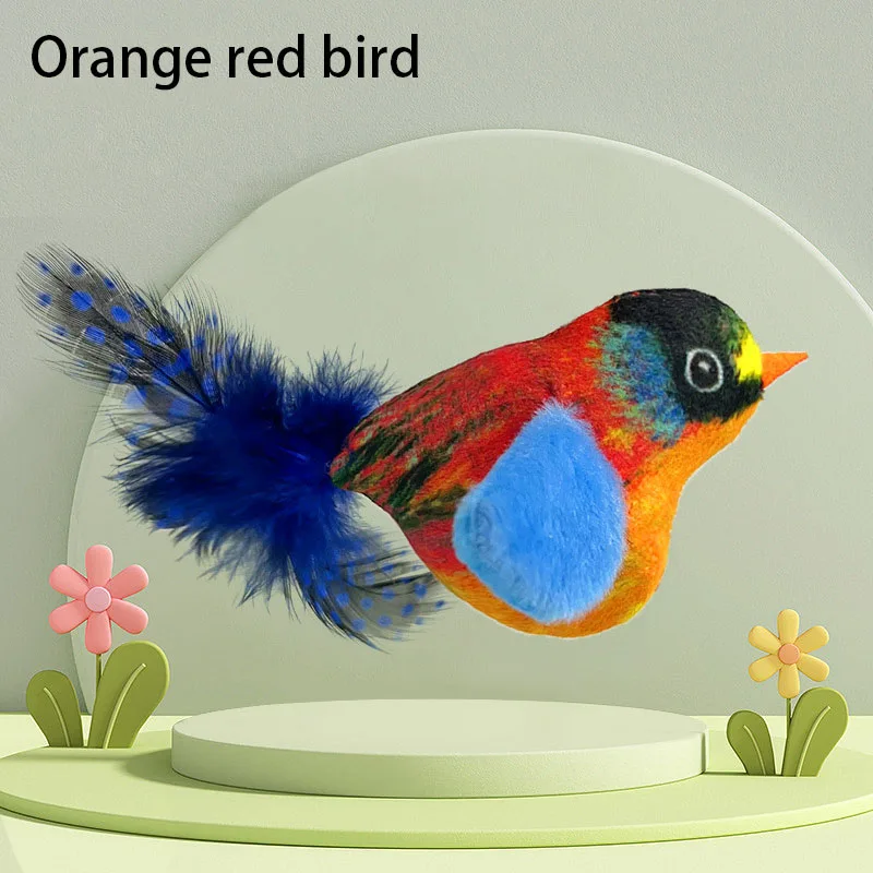 Pet cat toy simulation called chirping bird, making sounds, plush toy cat, self elevating, relieving stress, divine tool hanging
