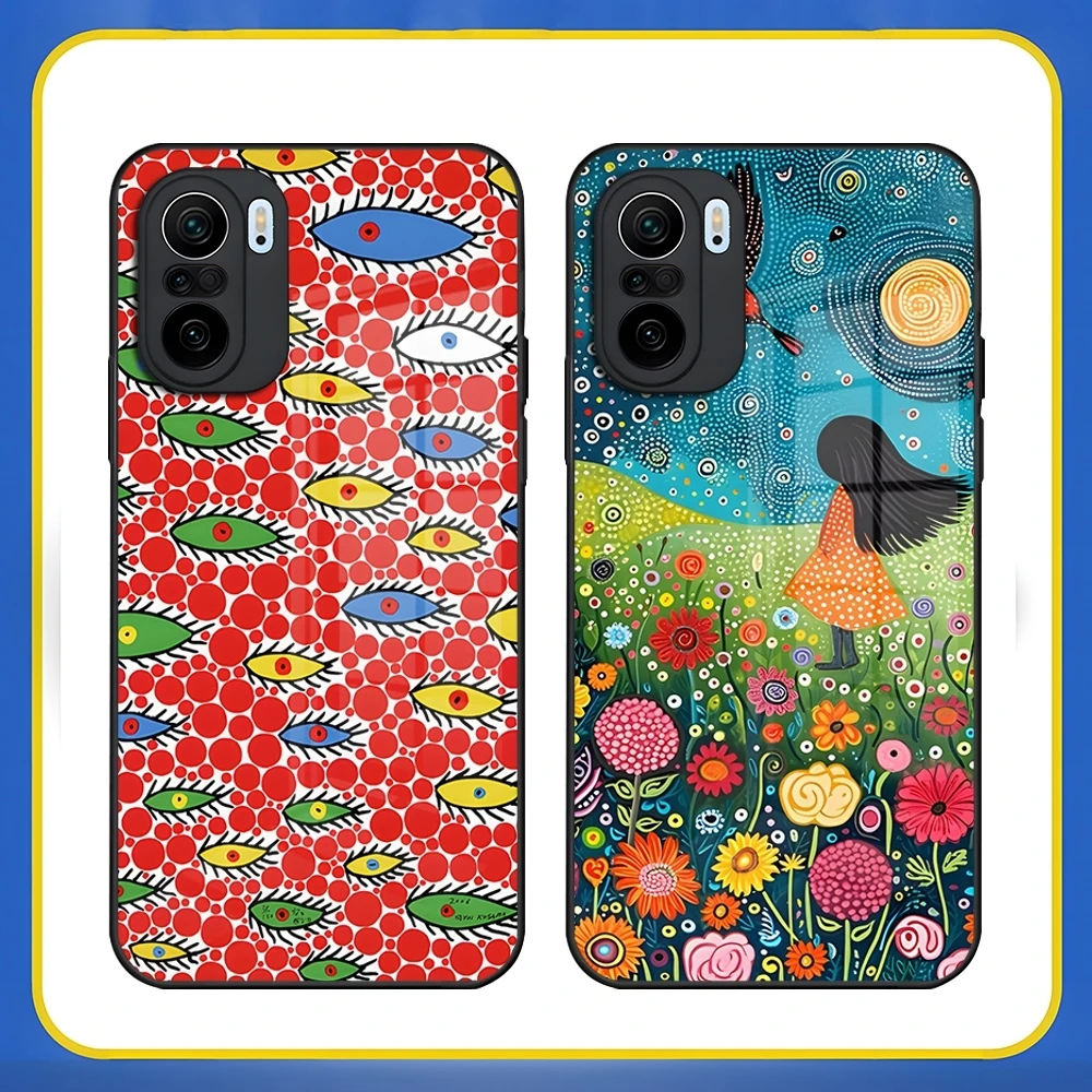 Yayoi Kusama Art Phone Case For Redmi 13 12 13c 12c Note 13 Pro Plus 11 12 Pro 10 12s 11s Tempered Glass Back Cover