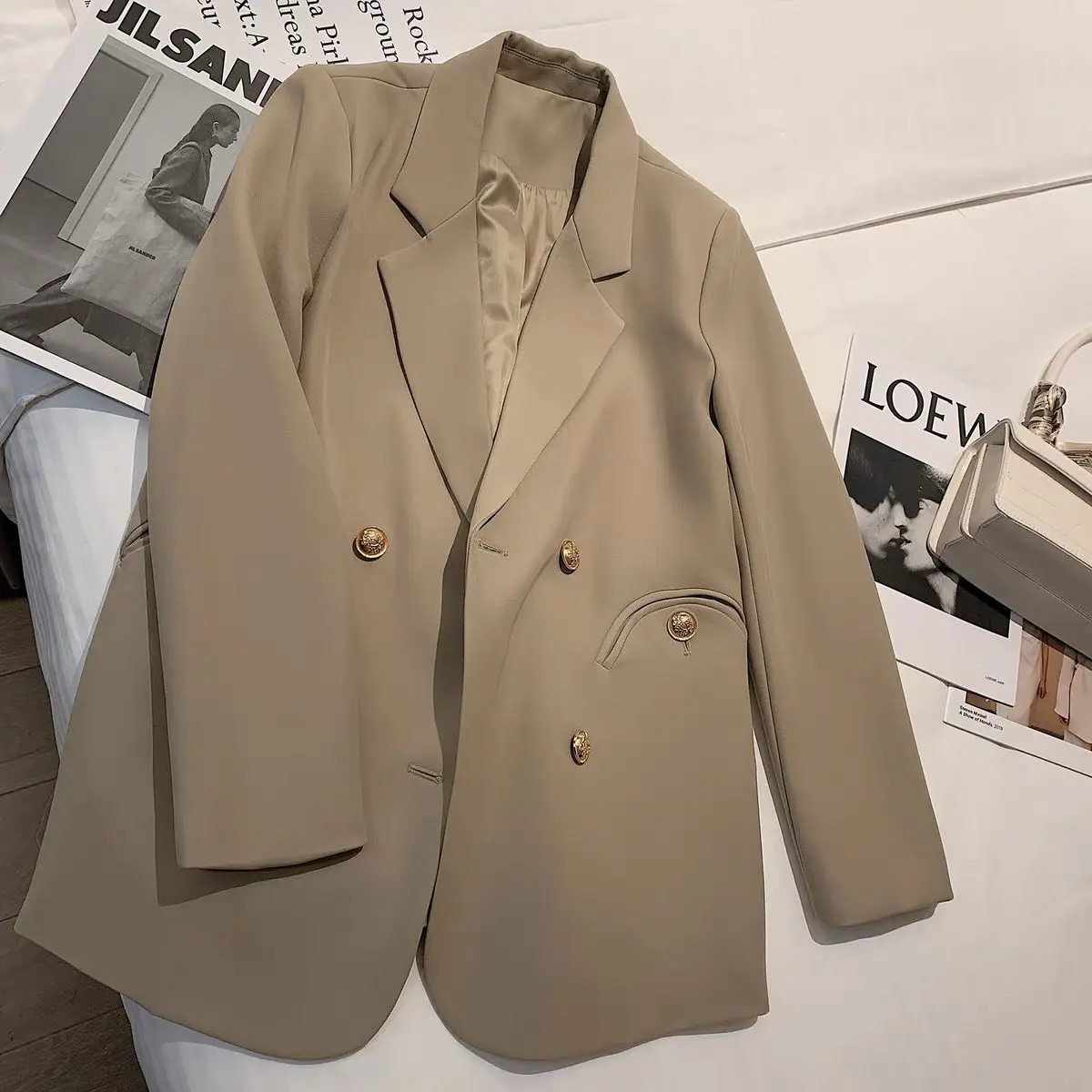 Spring 2023 New Khaki Suit Coat Women's Advanced Design  Casual Small Suit   blazer femme  womans blazer