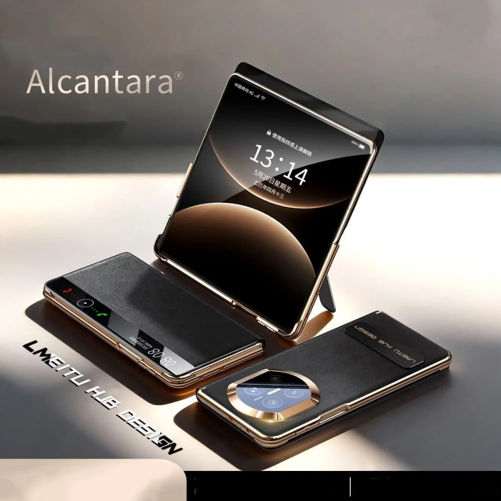 Premium Skin-feel Suede Leather Flip Case for Huawei Mate X7 Window View Bracket Cover