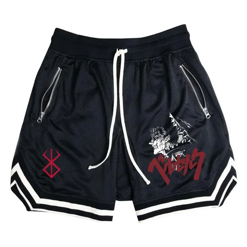 Men\'s Sports Basketball Shorts Anime Berserk Gym Shorts Summer Fitness Joggers Running Casual Breathable Short Pants Male