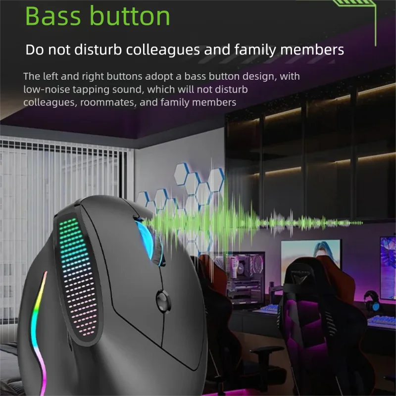 Rechargeable Vertical Mouse 2.4G Bluetooth Dual-mode RGB Light Effect Low Noise Button For Small Hand Office Use Mause