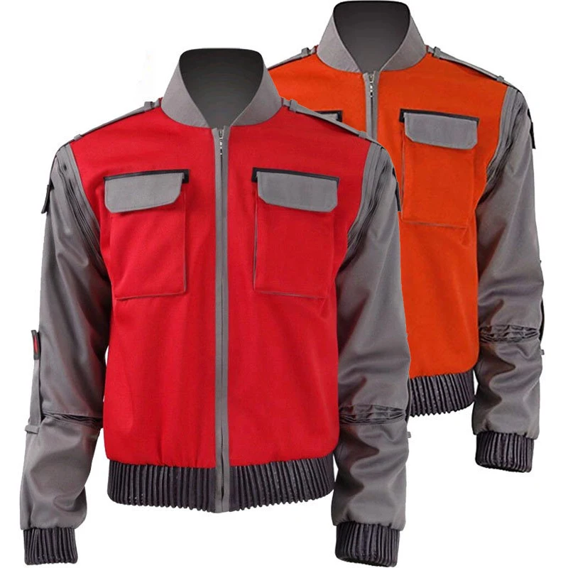 

2023 New Film Back To The Future Cosplay Jacket Marty McFly Orange Red Outerwear Men Halloween Carnival Costume Coat Xmas Gifts