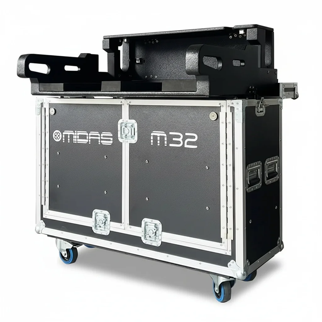 

Mixer Flight Case, Honeycomb Laminate Hydraulic Flip Case for Midas M32, Console Controller Case, 4-inch Wheels Aviation Storage