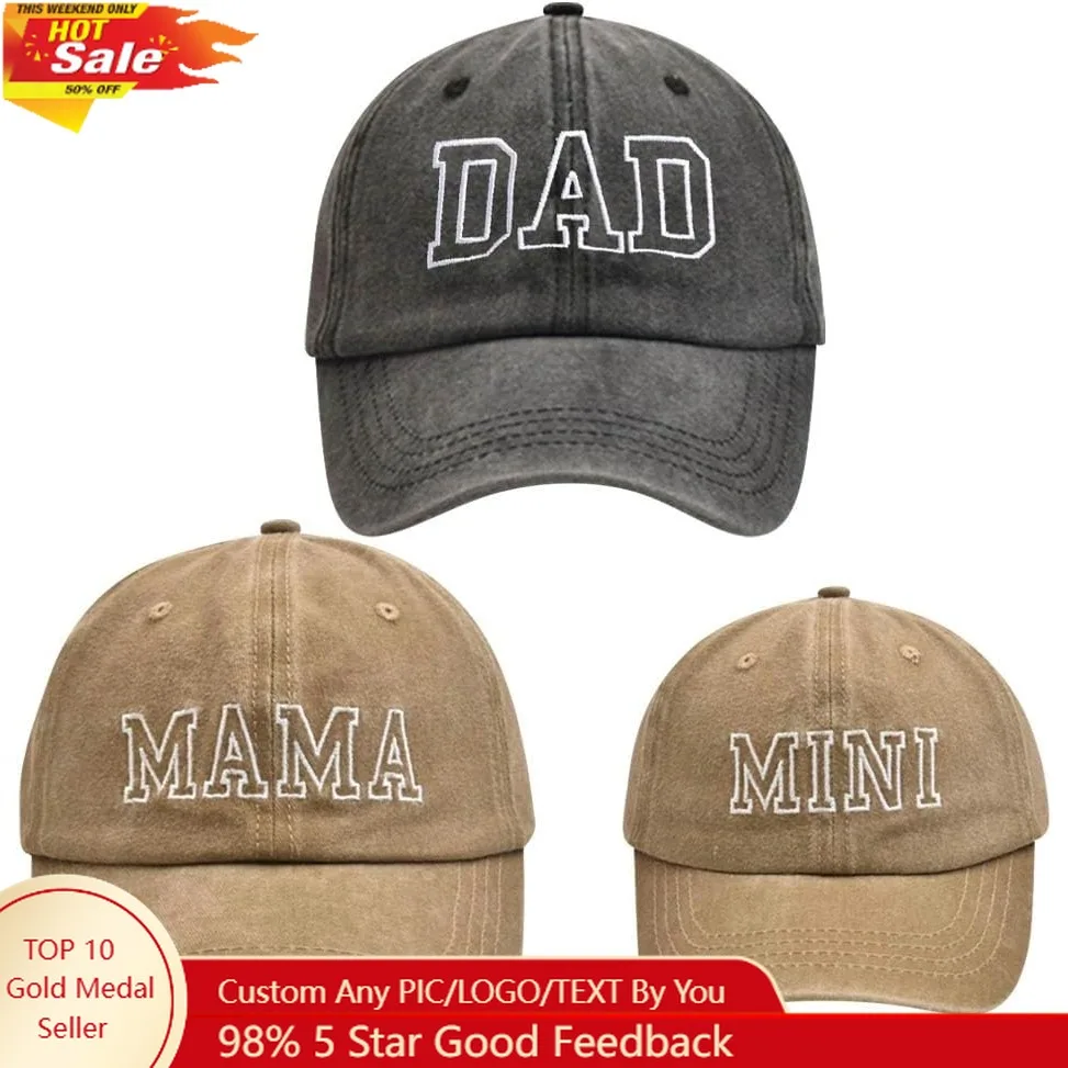 

3 Pcs Parent-Child Baseball Hats Adjustable Mama Dad Mini Daughter Son Embroidered Cap Matching Retro Family Hats