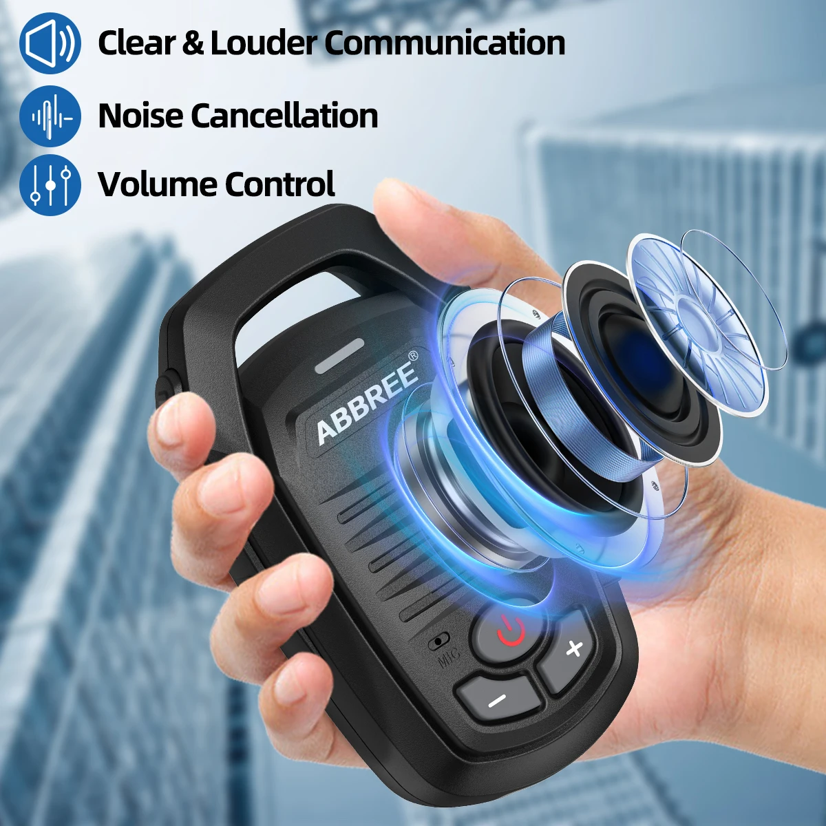 Abbree microfone sem fio bluetooth alto-falante portátil tipo-c para baofeng UV-5R UV-21R UV-32 BF-888S quansheng tk11 walkie talkie