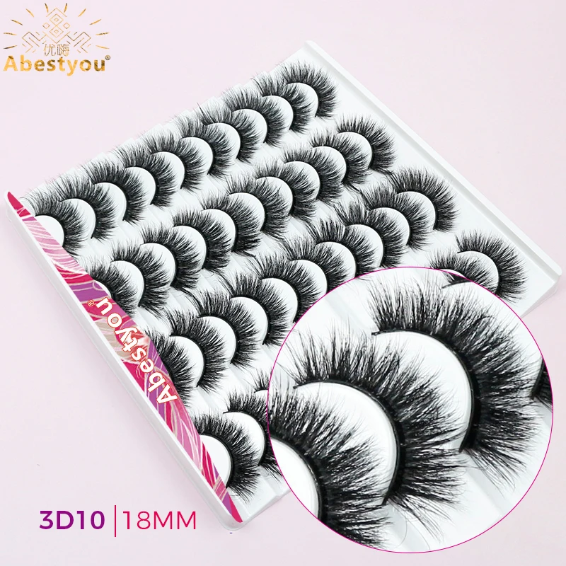 Abestyou marque 20 paires 8-18mm 3d Faux Cils vison cils dramatique naturel oeil de chat moelleux ailé grappe cils Maquillaje Coreano