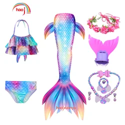 New Kids Girls Swimming Little Mermaid Tail Mermaid Costume Cosplay Children Swimsuit Fantasy Beach Bikini Can Add Monofin Fin