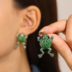 Vintage Gothic Green Frog Earring For Women Creative Funny Animal Frog Piercing Ear Studs Y2k Party Aesthetics Jewelry Gifts