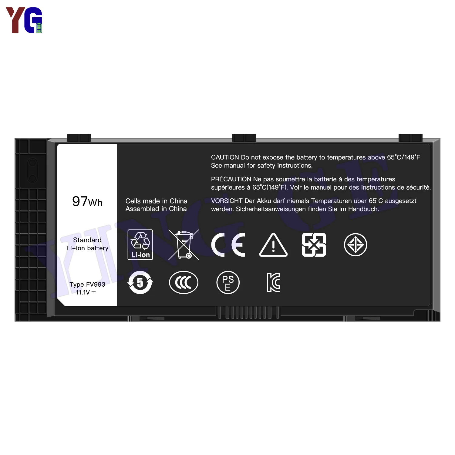 FV993 Laptop Battery for Dell Precision M4600 M4700 M4800 M6600 M6700 M6800 FJJ4W 0TN1K5 97Wh 11.1V Replacement Battery