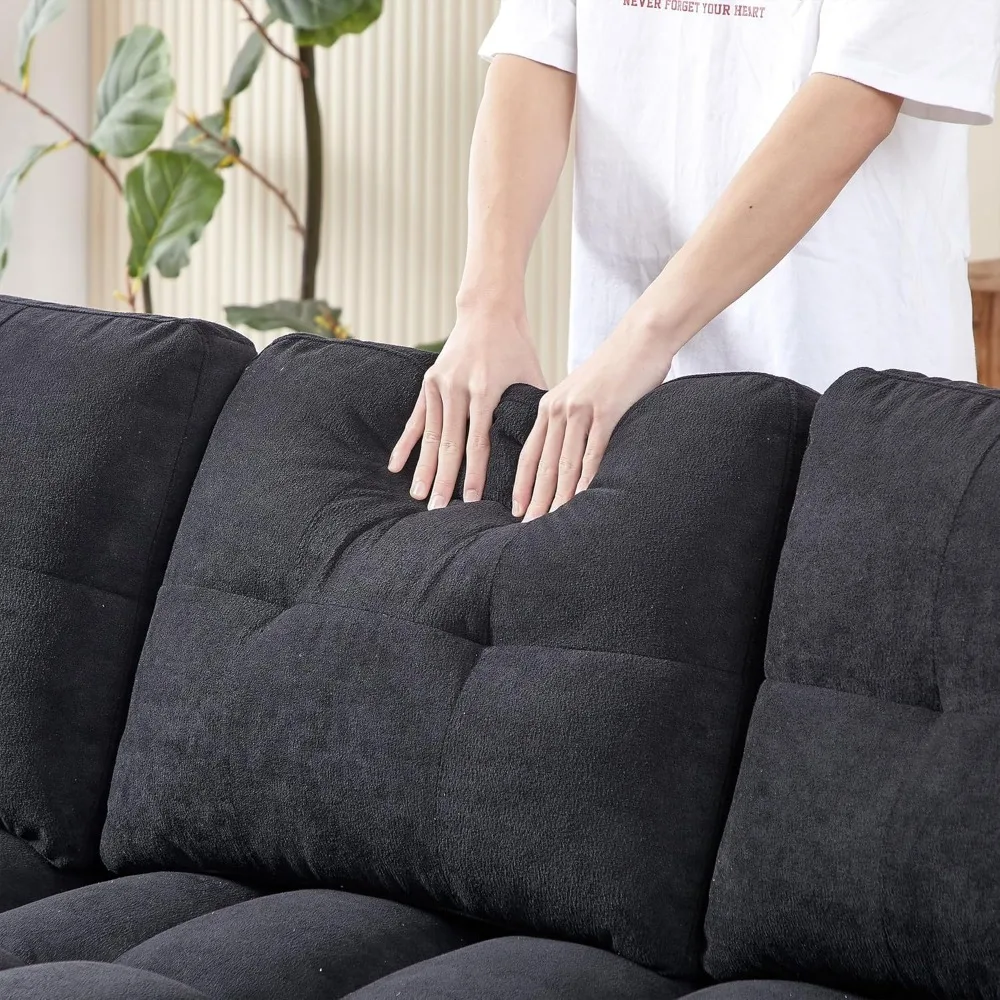 Двусторонний секционный диван, 78 L-образный 3-местный диван из синели с выдвижной кроватью для удобных сидений