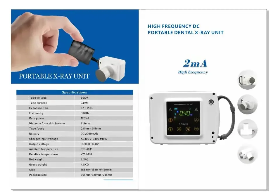 Original Dental X-ray Machine Portable High Frequency DC Portable Wireless Digital Color Screen X-Ray Unit 285-E1