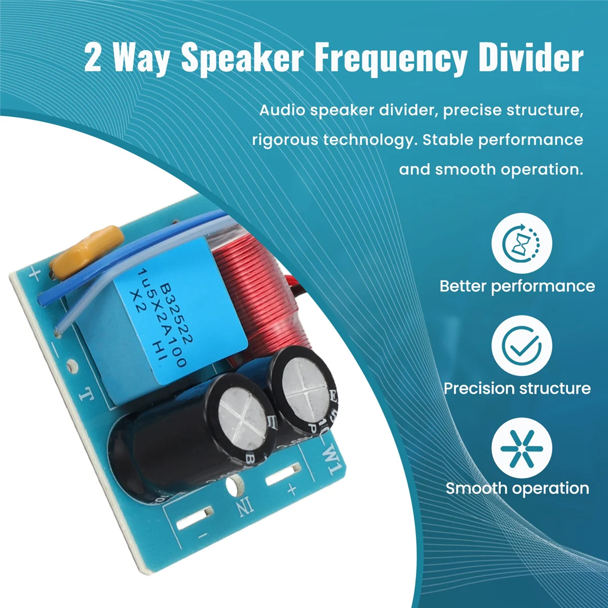 ABKM 60W 2 Way Audio Speaker Frequency Divider Treble Bass TWS 2 Unit Crossover Accessory