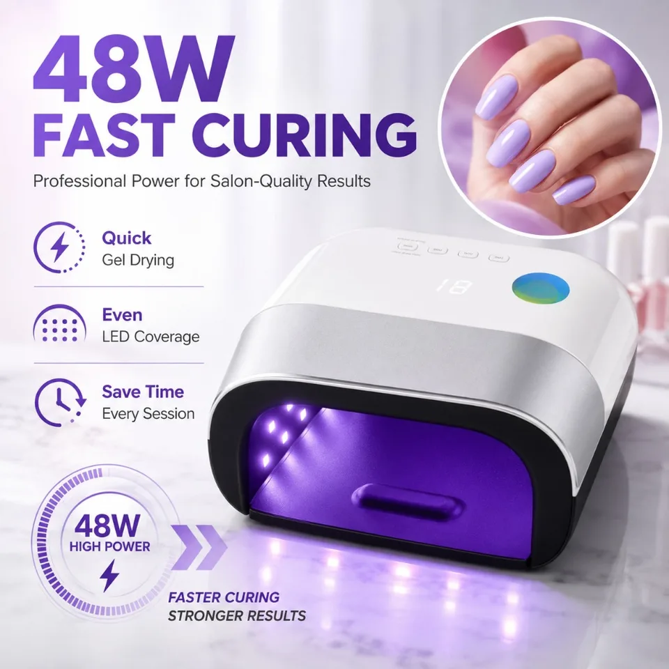 Lámpara UV LED de 48W con 36 LEDs, secadora profesional con sensor inteligente, 4 temporizadores y base desmontable para todo esmalte en gel 2