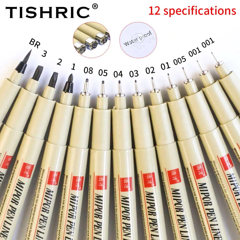 TISHRIC 8811 Needle Pen Art Sakura Pen Nylon Nib Black Pigma Micron Pen Hand-drawn Design Sketch Needle Pen Art/School Supplies