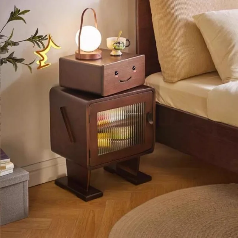 

Solid wood bedside table Bedroom storage cabinet Bedside locker Living room side cabinet New children's robot cabinet