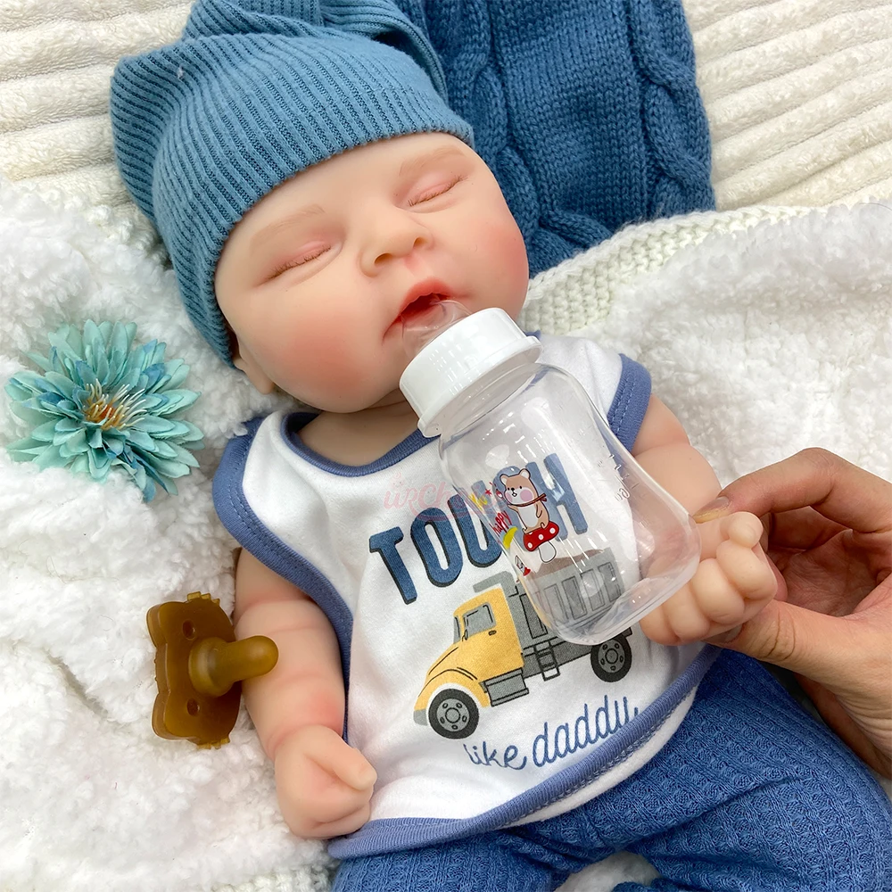 Chubby 45cm Full Soft Silicone Reborn Girl Doll Can Use Pacifiers High-Simulation Weighted Newborn Doll for Collectors Artist