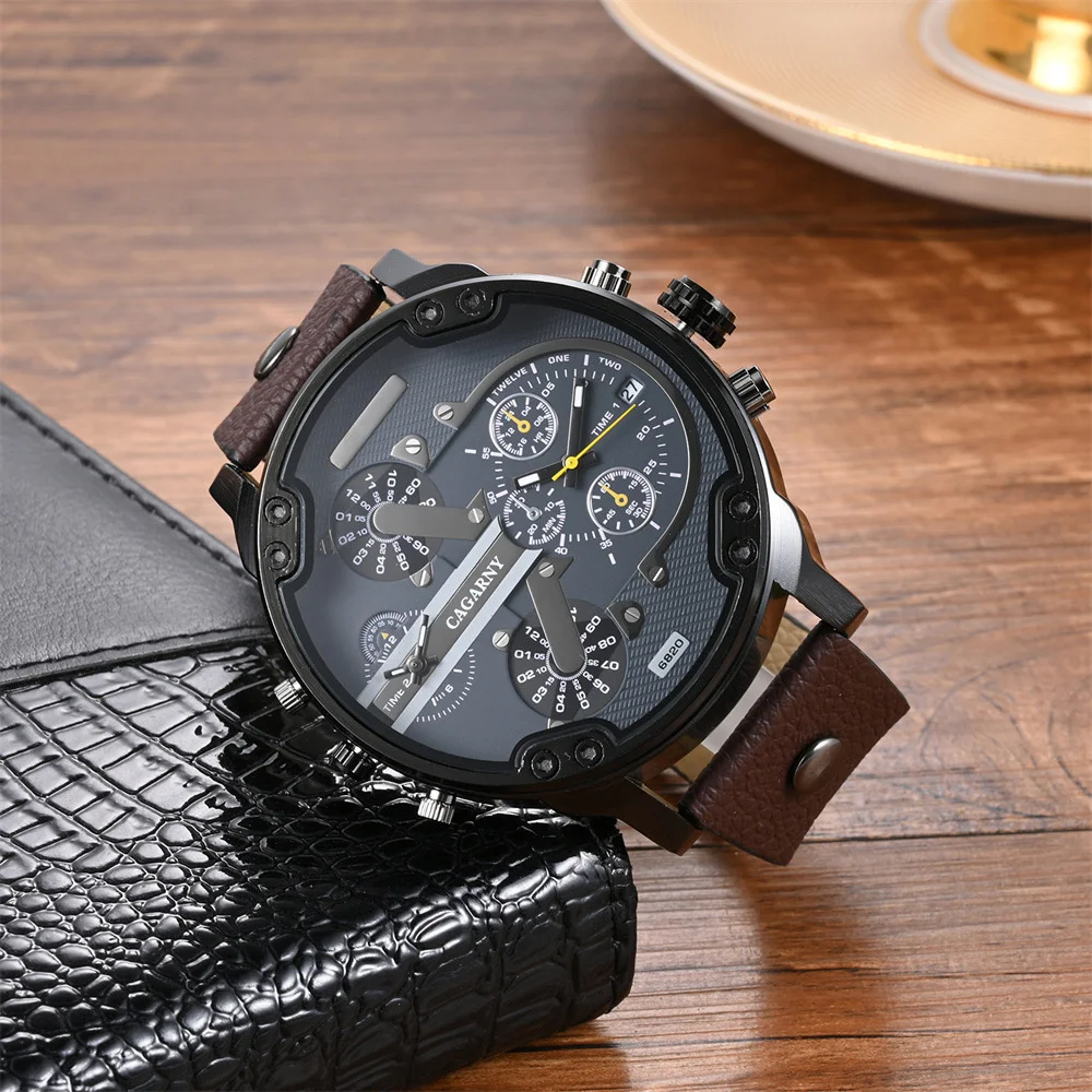 Classic Big Face Watch for Men Luxury High Quality Watches Fashion Leather Strap Calendar Quartz Wristwatches Relogio Masculino