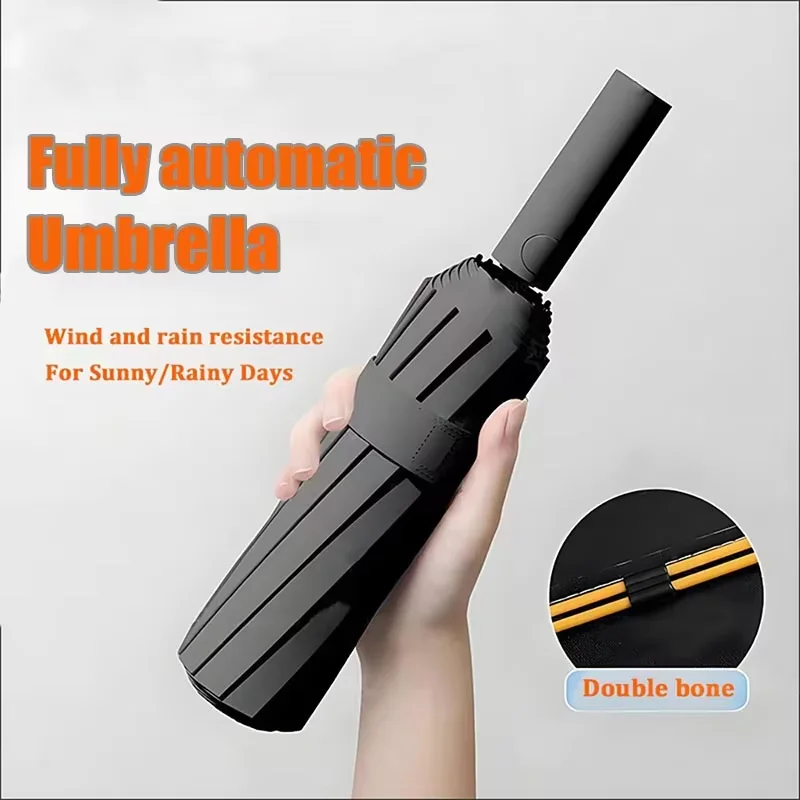24 Bone Folding Umbrella Fully Automatic Double Bone SPF 50 UV Protection Rain Resistance Strong Wind Resitance Umbrella