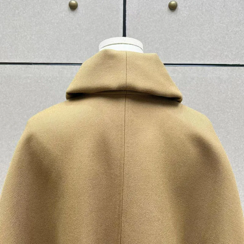 معطف نسائي من الصوف المخلوط، سترة بغطاء للرأس بحاشية برباط، معطف واق من المطر ممتاز، وصول جديد لخريف/شتاء 2025، طراز الألفية