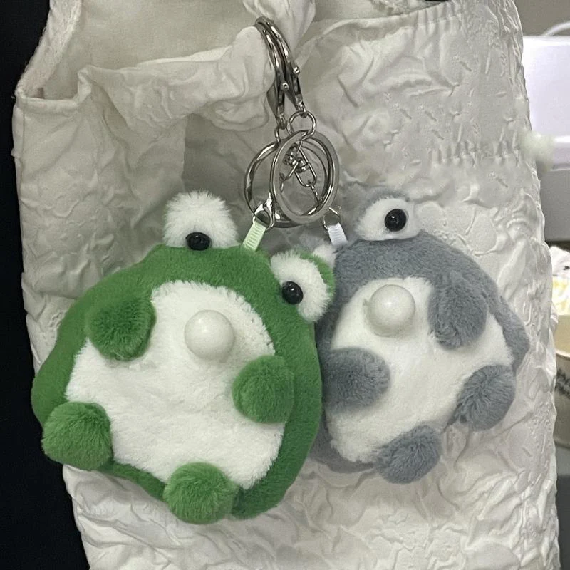 creative Squeak tress relief toys Cute Spitting Bubble Frog Plush Doll Keychain Kawaii Soft Stuffed Toy Backpack Pendant Keyring