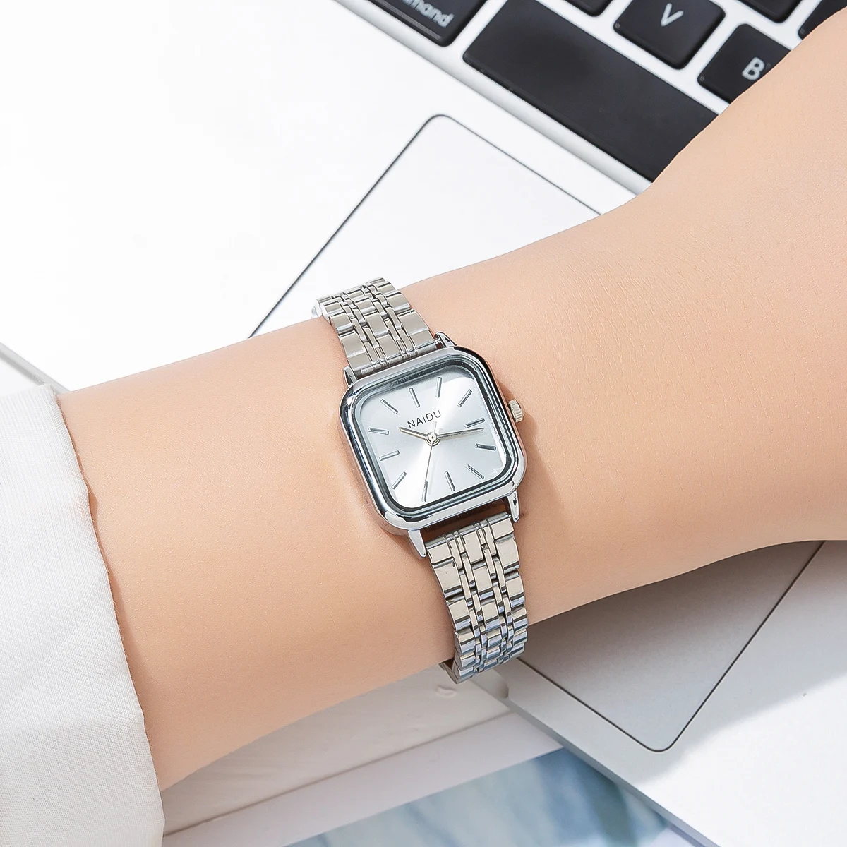 fashion simple square dial women steel dress watch