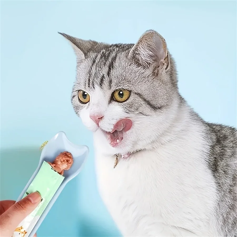 Katzen-Lecklöffel zum Auspressen, Leck-Wet-Leckerli- und Flüssigsnack-Spender für Haustiere, einfacher Katzen-Leckerli-Spender – Detail 3