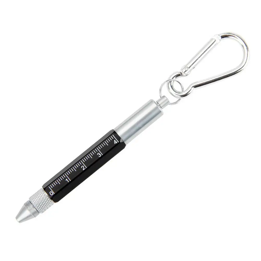 6-in-1 Refill Pen Rotating Metal Pens Screwdriver Hexagonal Touch Screen Carabiner Small Scale Ballpoint Keychain dropshipping