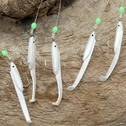 1 Juego de señuelos blandos de racimo, aparejos luminosos de Anguila Sabiki, anzuelos de cuerda, señuelos, peces, calamar, caballa, Scad, aparejos de pesca de agua salada