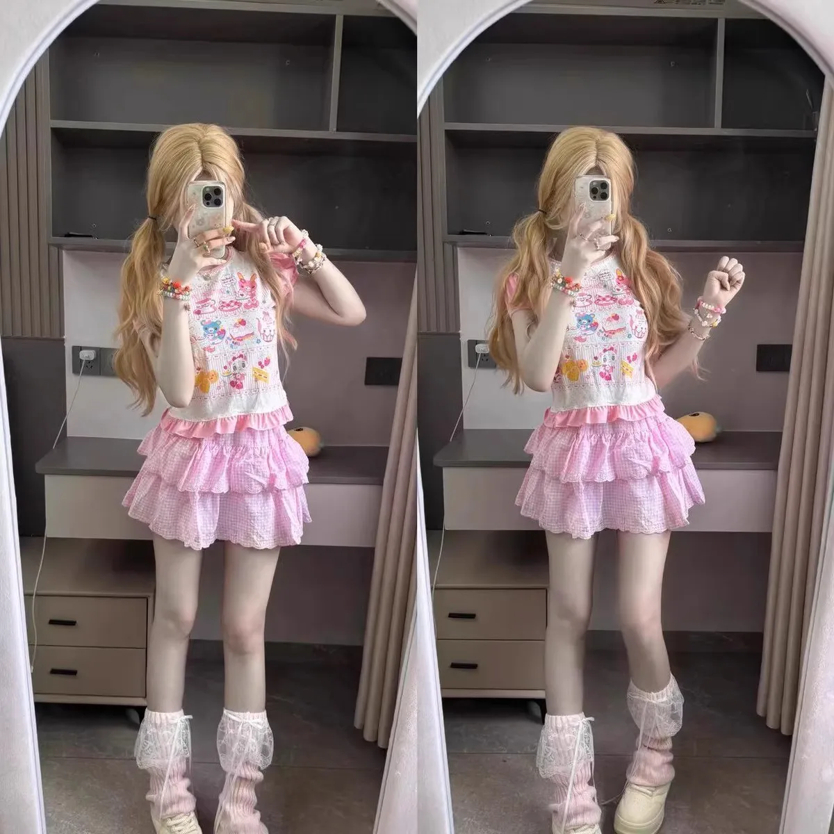 Y2K Millennium Subculture Mezzopiano Japanese Cartoon Print ort Sve T-irt Women's Summer Daughter's Clothing Top